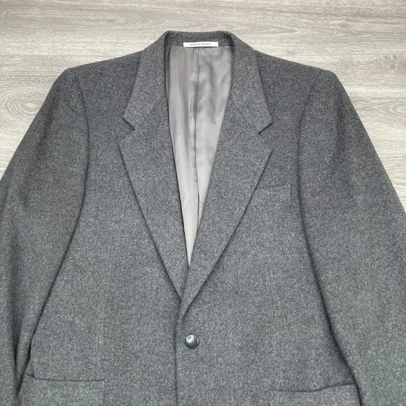 Yves Saint Laurent Blazer Mens Large Gray 2 Button Made in France 90s Vintage